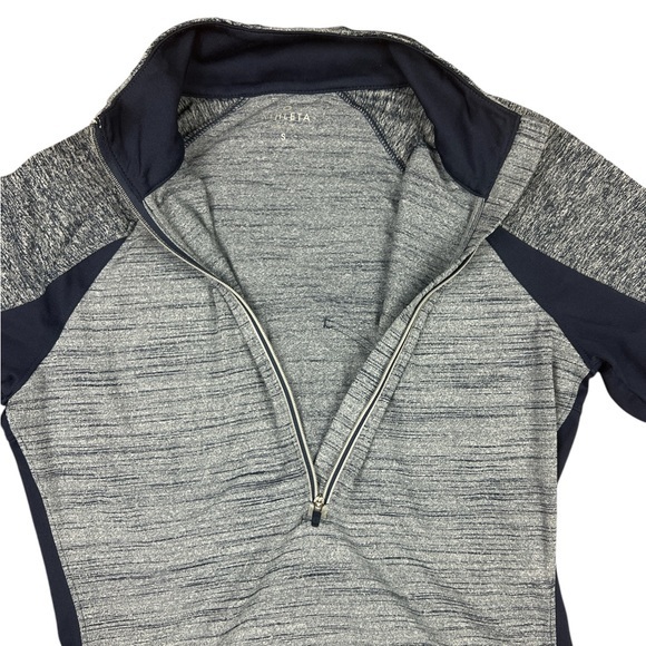 Athleta Half Zip Tracker Running Shirt Women’s Small Long Sleeve Blue Zip Pocket - Picture 6 of 12